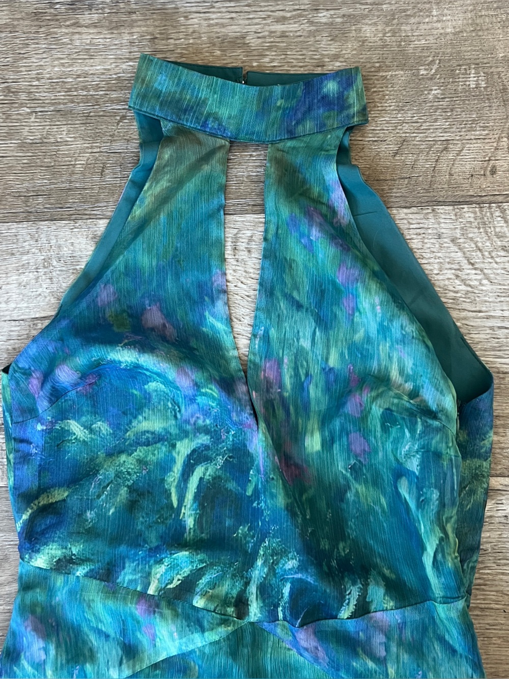 Yellow The Label Monet Dress in Irises Green Print - Picture 13 of 14